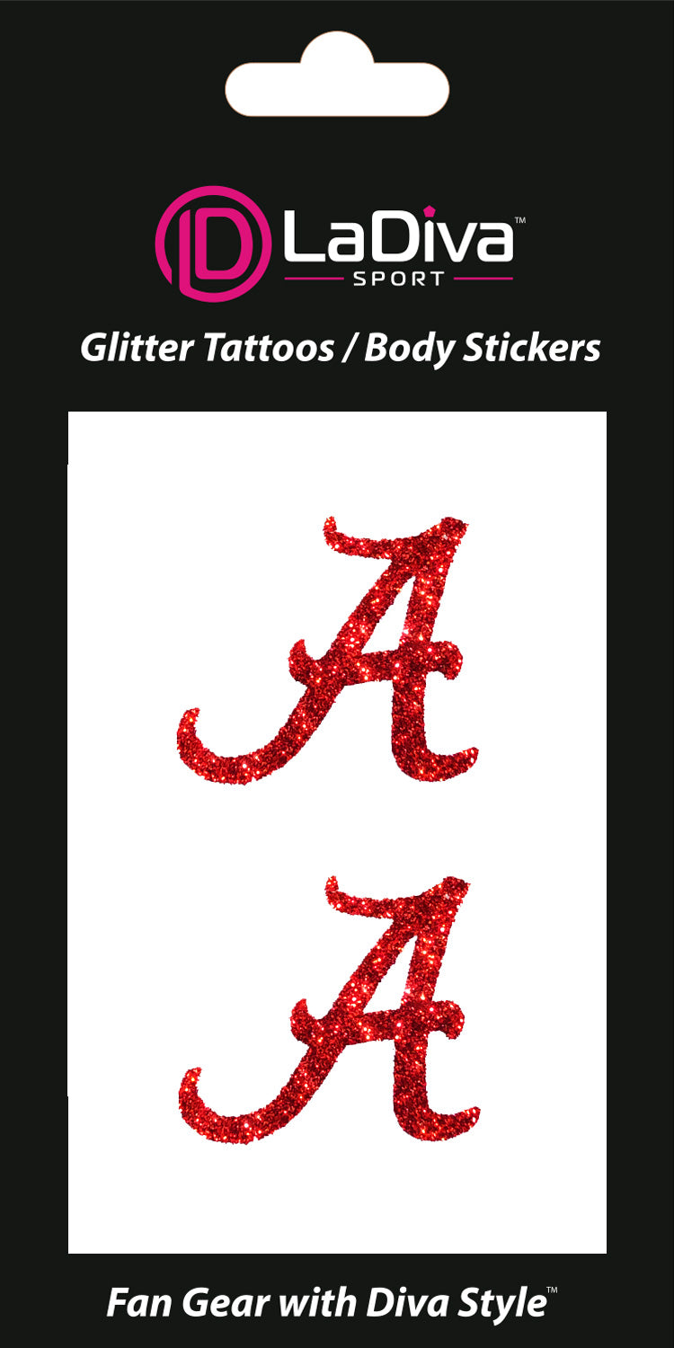 Alabama Crimson Tide "A" Glitter Tattoo 2-Pack